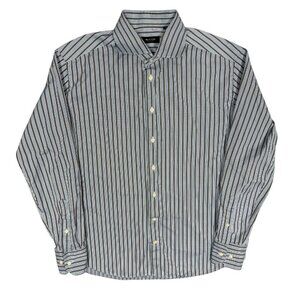 Sand Leisure Striped Dress Shirt Button Up Textured Cotton Large